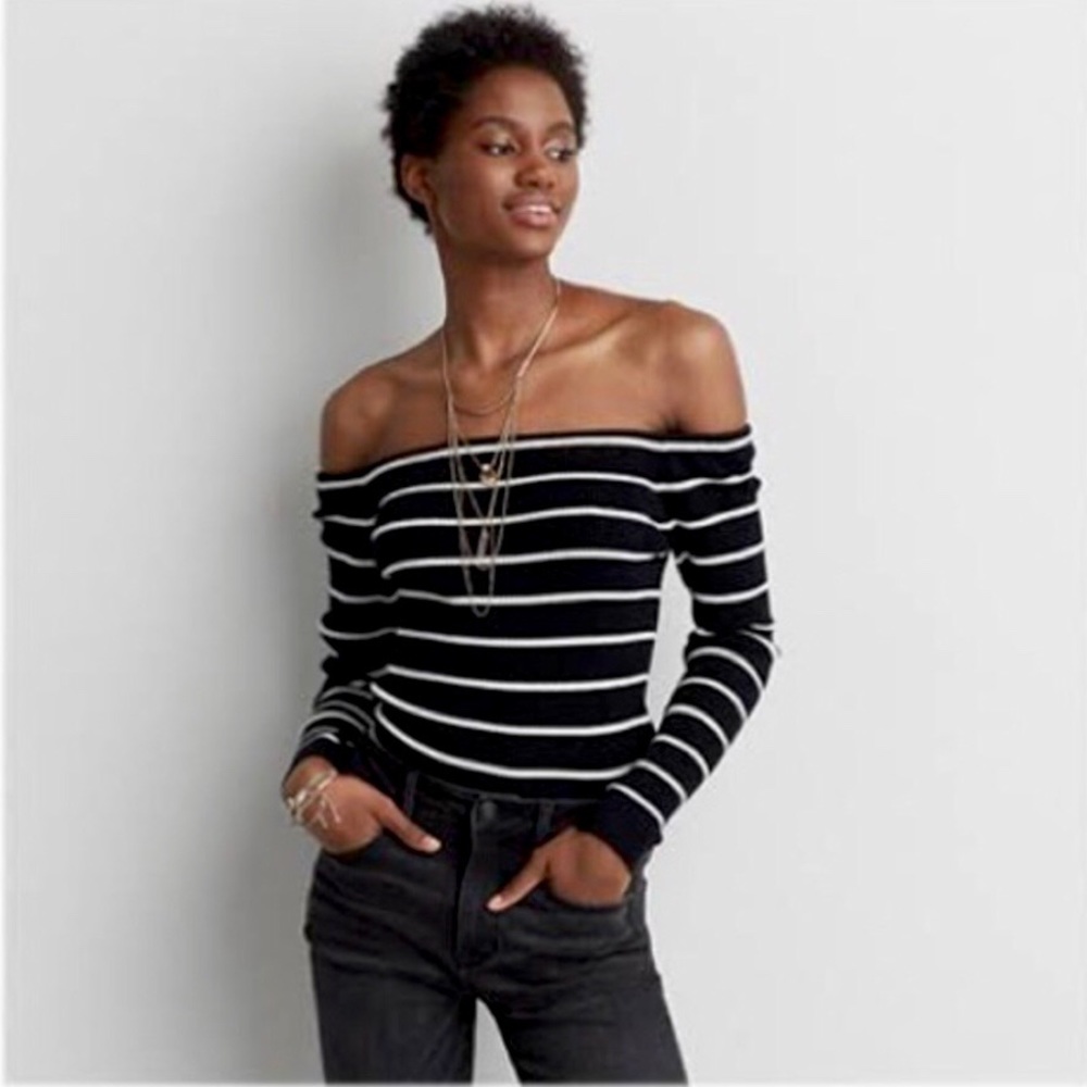 Striped Off the Shoulder Sweater